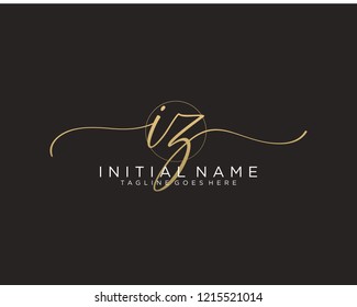 I Z Initial handwriting logo vector