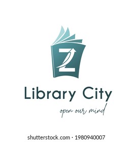 Z Letra inicial plana moderna tipo de logotipo de libro para educación, librería, librería, biblioteca, comercio minorista, marca de logotipo comercial de papel
