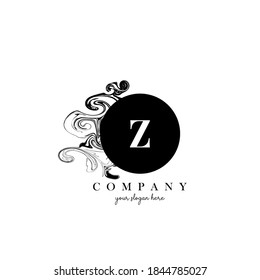 Diseño del logotipo de la letra inicial Z con vectores de textura de nubes de tinta flotantes.