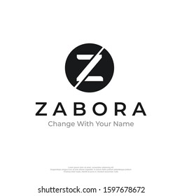 Z initial logo with black and white circle