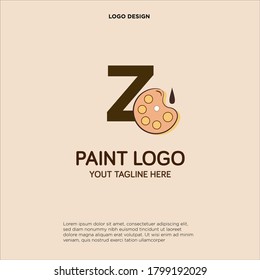 Z initial logo design with palette and paint brush