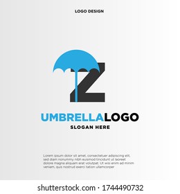Z initial logo design with an umbrella