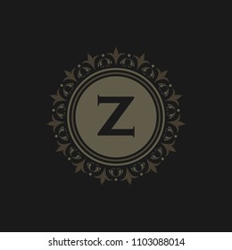 Z initial logo. Luxury ornament crown logo.
