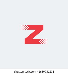 Z initial logo with pixel halftone accent in red color.
