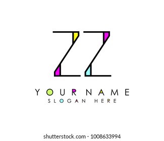 Z & Z initial minimalist logo template vector