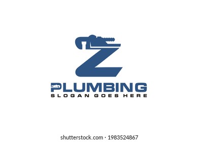 Z Inicial para la plantilla del logotipo del servicio de fontanería, icono del logotipo del servicio de agua.