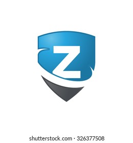 Z initial swoosh shield logo blue