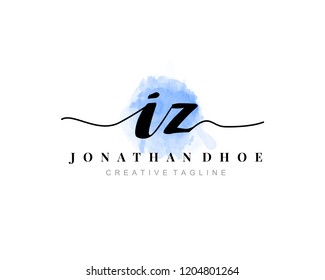 I Z IZ Initial watercolor logo on white background. Logo template vector
