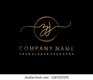 Z J Initial handwriting logo vector
