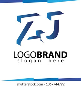 Z J Initial Letter logo in negative space vector template