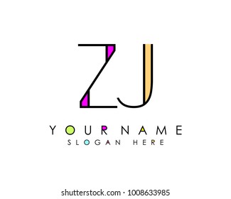 Z & J initial minimalist logo template vector