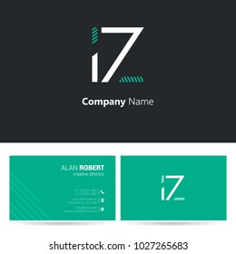 I & Z joint logo stroke letters design with business card template