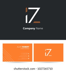 I & Z joint logo stroke letters design with business card template