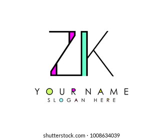 Z & K initial minimalist logo template vector