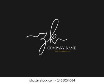 Z K ZK Initial handwriting logo design with circle. Beautyful design handwritten logo for fashion, team, wedding, luxury logo.