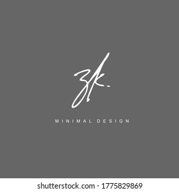 Z K ZK Escritura manuscrita inicial o logotipo manuscrito para la identidad. Logo con estilo dibujado a mano.