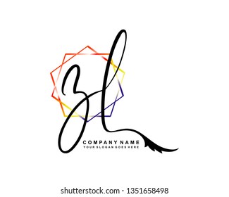 Z L Initial Handwriting Logo Template