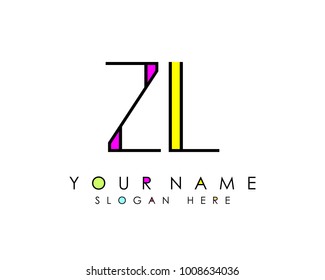 Z & L initial minimalist logo template vector