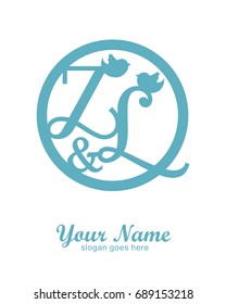 Z L initial wedding decorative logo template