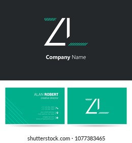 Z & L stroke letter design with business card template