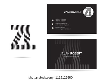 Z & L waves letter joint logo with business card template