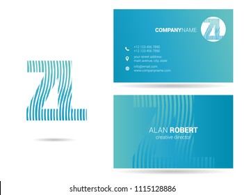 Z & L waves letter joint logo with business card template