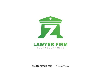 Z lawyer logo design inspiration. Vector letter template design for brand.
