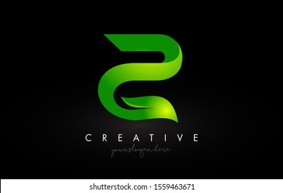 Z Leaf Letter Logo Icon Design in Green Colors. Eco Bio Letter Design Vector Illustration.