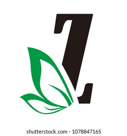 z and leaf letter vector logo