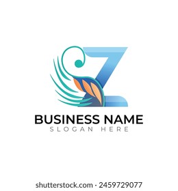 Z lette gradient abstract colorful typography 3d vector logo design
