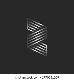 Z letter 3d logo creative monogram, creative typography design element, business card emblem, metallic gradient overlapping thin lines