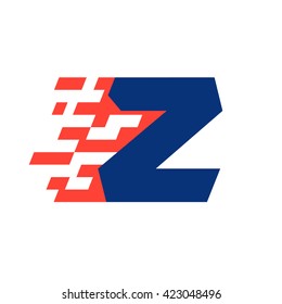 Z letter with abstract checkered flag. Vector design template elements for your race sportswear, app icon, corporate identity, labels or posters.