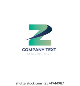 z letter abstract logo in green gradient color 