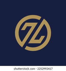 Z letter Abstract logo template - circle Z sign vector golden color icon design.