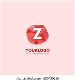 Z letter abstract red stone and diamond logo symbol. Isometric circle line logotype fashion. Brand identity for your business
