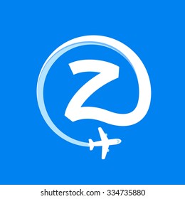 Z letter with airline and plane. Vector design template elements for your application or corporate identity.