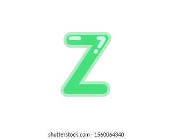 Z letter alphabet green candy jelly glossy vector isolated on white background 