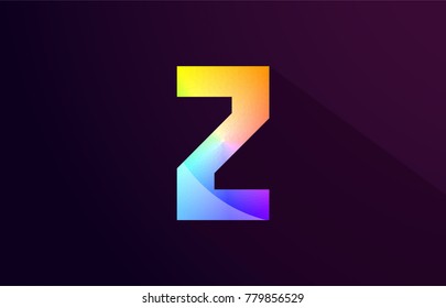 z letter alphabet logo icon design with rainbow color and purple black background