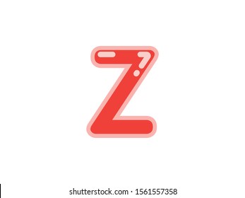 Z letter alphabet red candy jelly glossy vector isolated on white background 