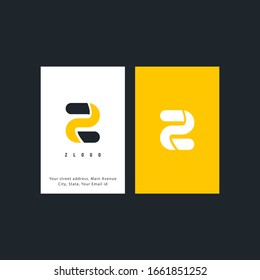 Logo abstracto de diseño con alfabeto Z redondeado con plantilla de tarjeta profesional