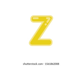 Z letter alphabet yellow gold amber candy jelly glossy vector isolated on white background 