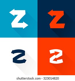 Z letter with arrows set. Vector design template elements for your application or corporate identity.