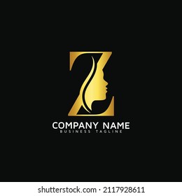 Letra Z Beauty Face inicial Reina de belleza de lujo Z cara cara vectores de diseño logo. consistía en la letra Z con cara de señora en espacio negativo
