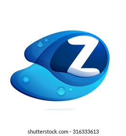 Z letter with blue water drops. Letter vector design template elements for your application or corporate identity.