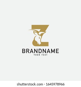 Z letter with bull horn logo initial logotype icon vector in elegant simple style