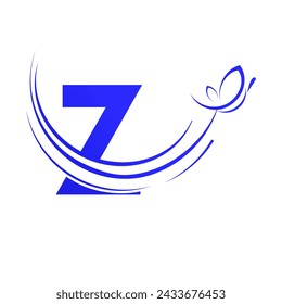 Z letter with  butterfly design template illustration