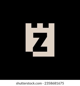 z Letter Castle Fortress Logo Vector Icon Illustration