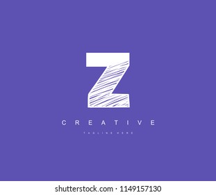 Z letter chalk textured logotype