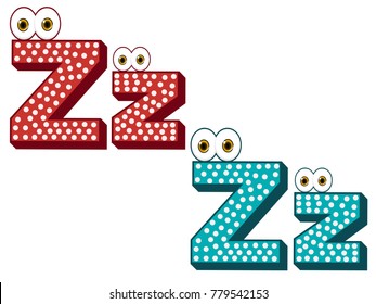 Z Letter Character Capital and Small - Cartoon Vector Image