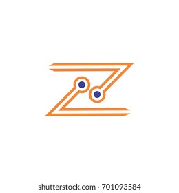 Z letter with circle connection modern technology logo design vector